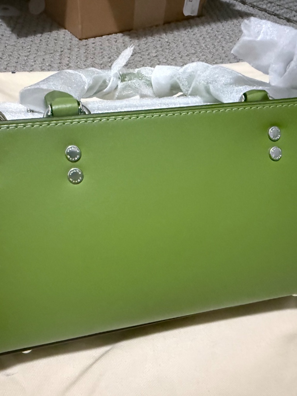Brand NWT Coach Rogue Bag 26 in dark lime - Picture 2 of 6